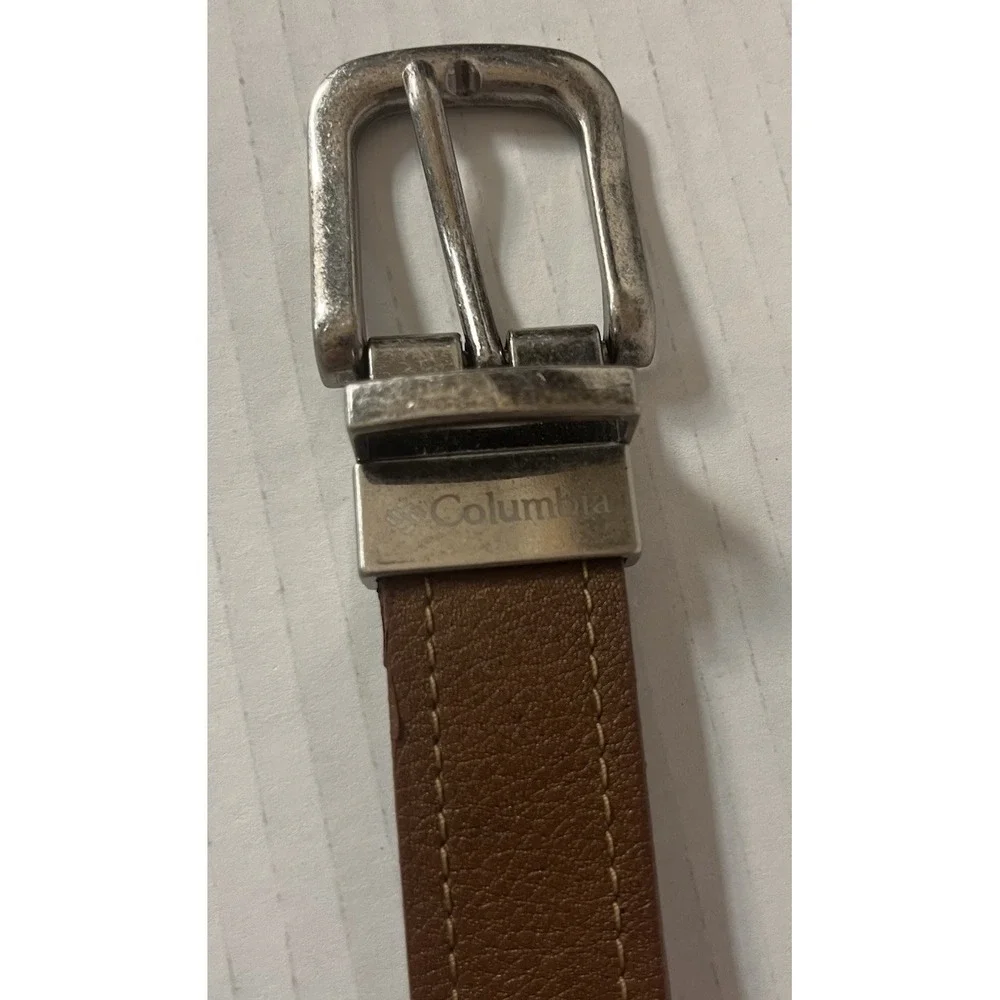 Columbia Reversible Belt Mens MD Brown Black Synthetic Leather Swivel Buckle‎